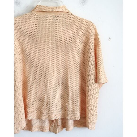 Teddi Dresses Yellow Eyelet Short Sleeve Blouse - Size Small - Picture 5 of 7